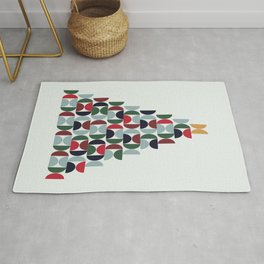 Mid Century Christmas Tree Abstract Shapes Area & Throw Rug
