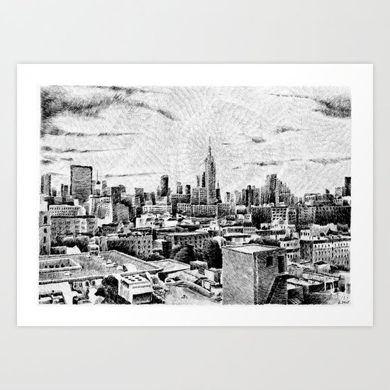 New York City - Fingerprint - Black ink Art Print