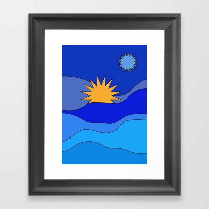 BLUE Sun Framed Art Print