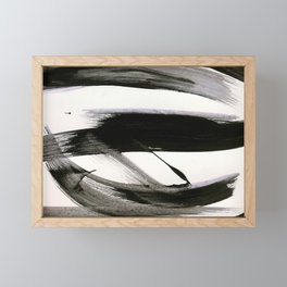 Brushstroke 9: a bold, minimal, black and white abstract piece Framed Mini Art Print