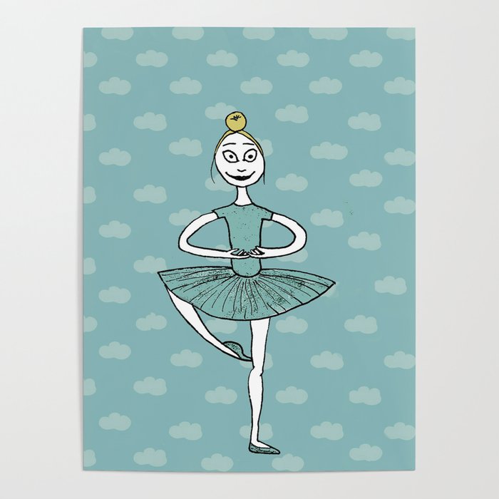 Ballet girl blue passe Poster