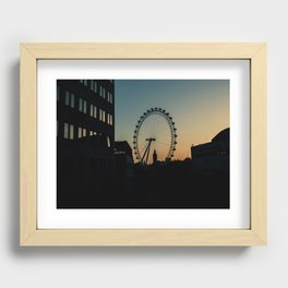 The Eye of London in silhouet with sunset - UK Travelphotography - Wanderlust Wall Art Recessed Framed Print