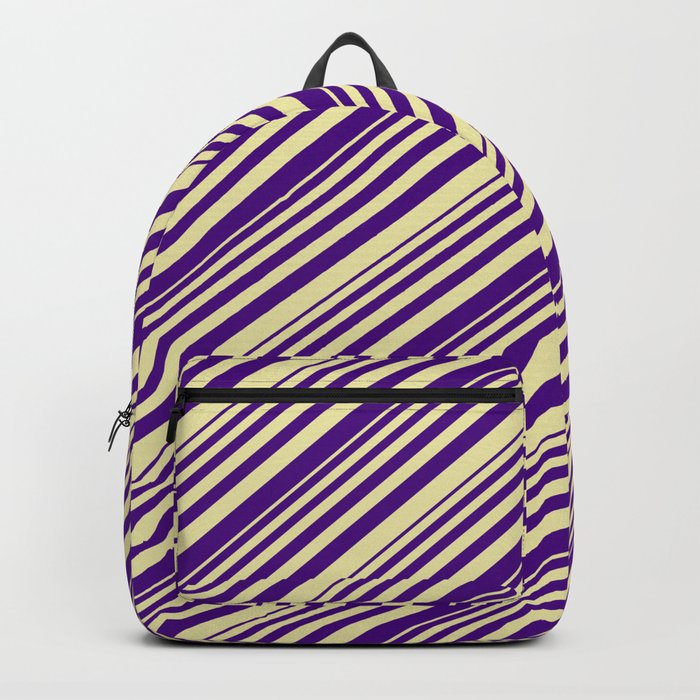 Indigo and Pale Goldenrod Colored Lined Pattern Backpack