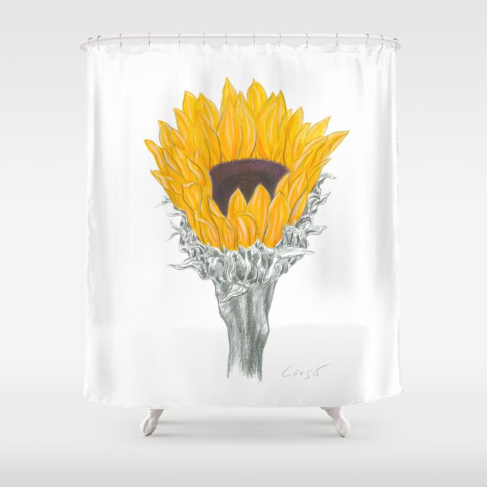 Sunflower 01 Botanical Flower Shower Curtain