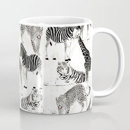 Stylish Black and White Jungle Animals Pattern Coffee Mug