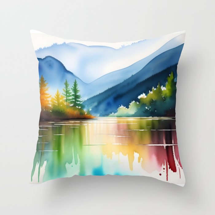 Scenic Watercolor Throw Pillow