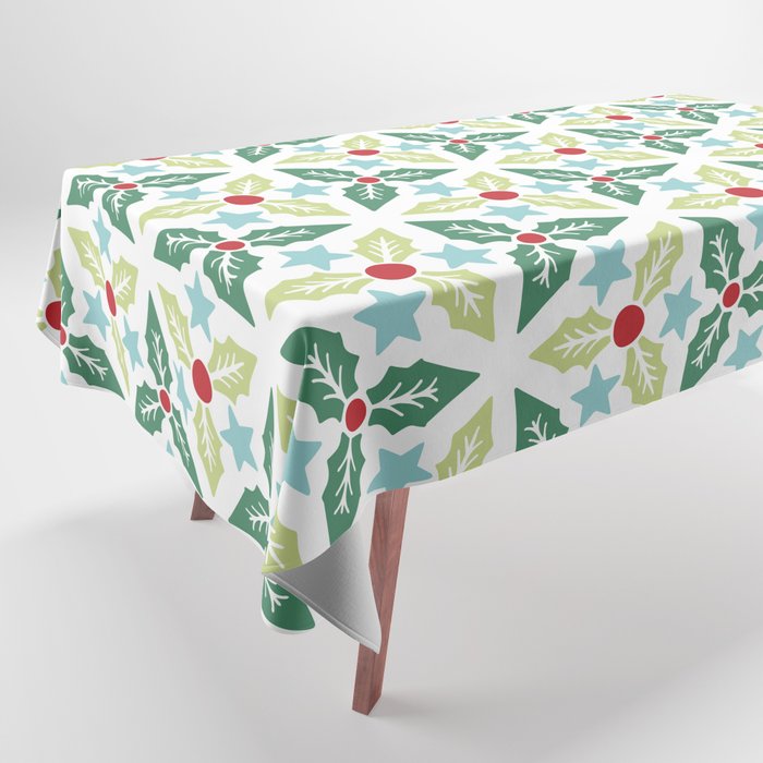 Christmas Pattern Retro Floral Decorative Holly Tablecloth