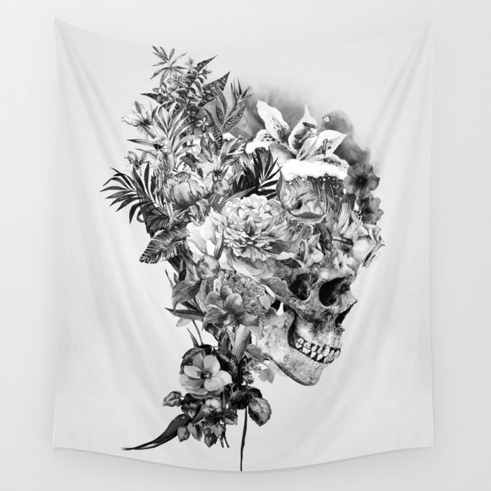 Skull VI BW Wall Tapestry