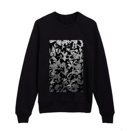 Modern Camouflage: Silver Grey and Black Artistic Expression Kids Crewneck
