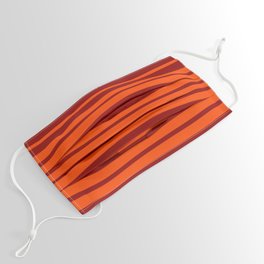 [ Thumbnail: Red & Dark Red Stripes/Lines Pattern Face Mask ]