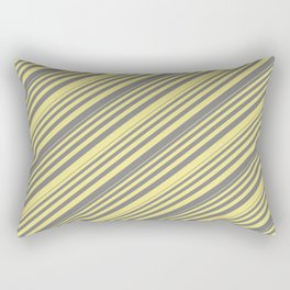 [ Thumbnail: Grey and Tan Colored Striped/Lined Pattern Rectangular Pillow ]