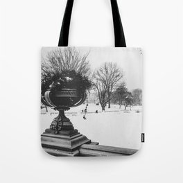 Central Park Bow Bridge in New York City black and white Tote Bag