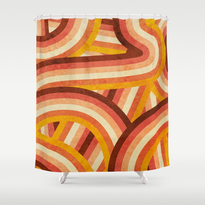 Style Rainbow Stripes Shower Curtain, Vintage Looking Shower Curtains