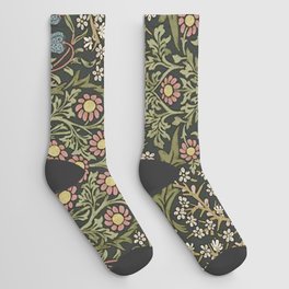 William Morris Vintage Blackthorn Green Charcoal Socks