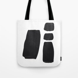 Black And White Minimalist Mid Century Abstract Ink Art Simple Brush Strokes Square Exclamation Mark Tote Bag