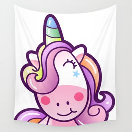 Cute Unicorn Cartoon Wall Tapestry