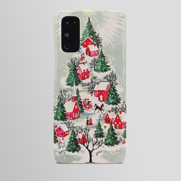 Vintage Christmas Tree Village Android Case