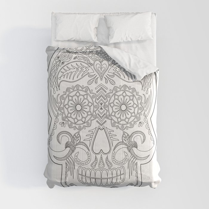 Color Me Day of the Dead Skull Comforter