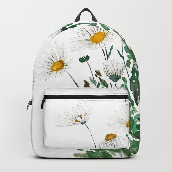 white Margaret daisy watercolor Backpack