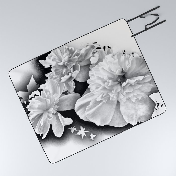 Decorative monochromatic peony floral arrangement Picnic Blanket