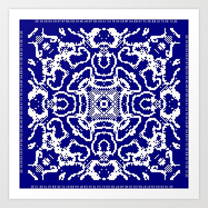 Ca Fantasy Deep Blue White Series 5 Art Print By Cellulrautomataart