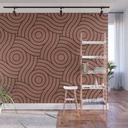 Circle Swirl Pattern Clay Brown, Inspired By Sherwin Williams Cavern Clay SW7701 Wall Mural