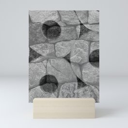 Rock and Roll Gray Scale Toilet Paper Rolls Overlaid with Rocks Mini Art Print