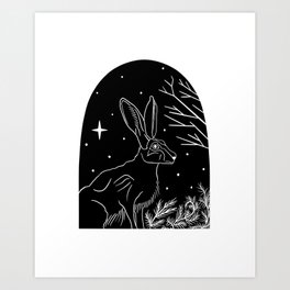 A Hare in Starlight Art Print