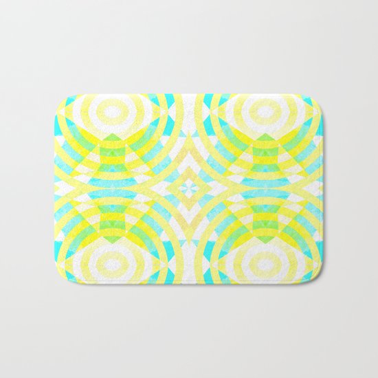 Funky geometry in yellow and blue Bath Mat