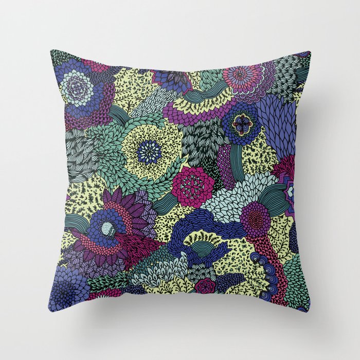 Blue Jungle Throw Pillow