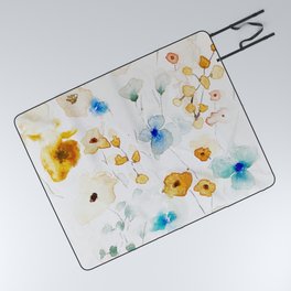 Abstract Watercolor Floral Picnic Blanket