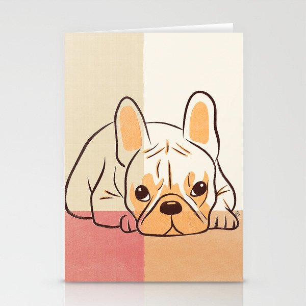 Adorable French Bulldog Puppy Artwork earth tone Stationery Cards