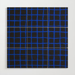 Cobalt Blue Grid over Charcoal Black Wood Wall Art