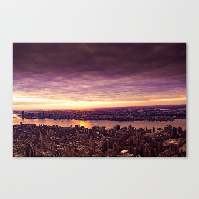 purple sunset New York Canvas Print