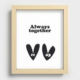 Always Together Black Love Couples Black and White Herat Recessed Framed Print