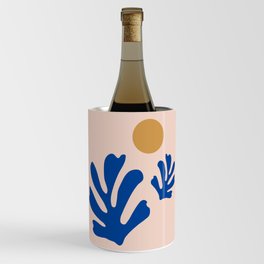 Abstract Leaves Blue And Gold Wine Chiller