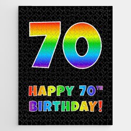 [ Thumbnail: HAPPY 70TH BIRTHDAY - Multicolored Rainbow Spectrum Gradient Jigsaw Puzzle ]