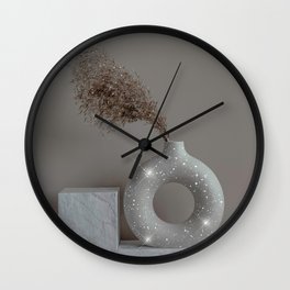 Glitter Aesthetic Pampas Grass Vase Wall Clock