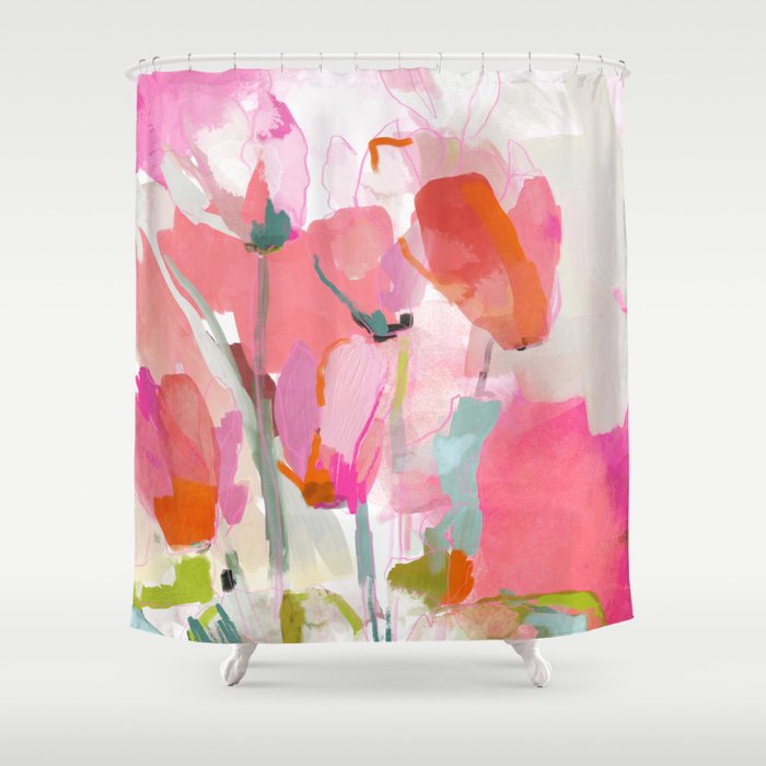 Floral abstract pink art Shower Curtain