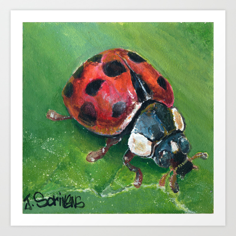 Lady Bug Mini Painting Nature Series 1 Art Print By