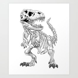 T-Rex Skeleton Dino bones paleontologist Dinosaur Art Print