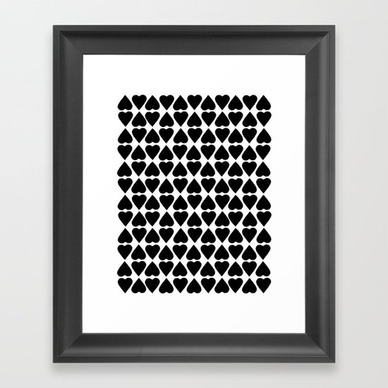 Diamond Hearts Repeat Black Framed Art Print