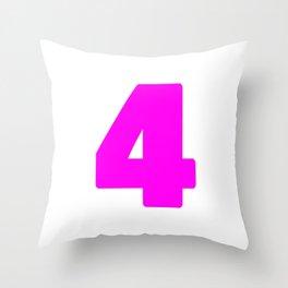 4 (Magenta & White Number) Throw Pillow
