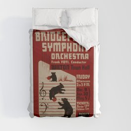 Federal Music Project Bridgeport - Retro Vintage Music Symphony Bears Duvet Cover