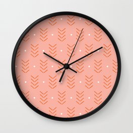 Arrow Lines Geometric Pattern 16 in pink orange Wall Clock