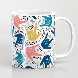 ASL ILY Coral Blue Coffee Mug