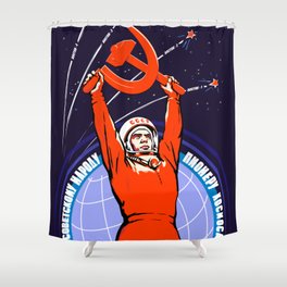 Soviet Propaganda. Yuri Gagarin Shower Curtain