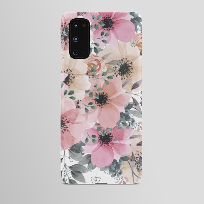Flower Watercolor, Pink and Peach, Floral Prints Android Case