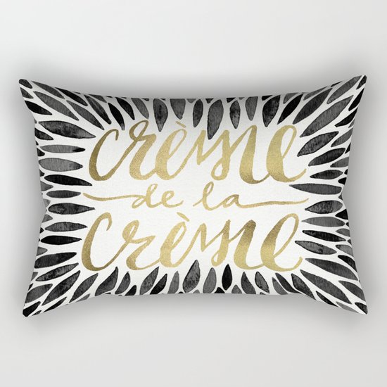 Crème de la Crème – Black & Gold Rectangular Pillow