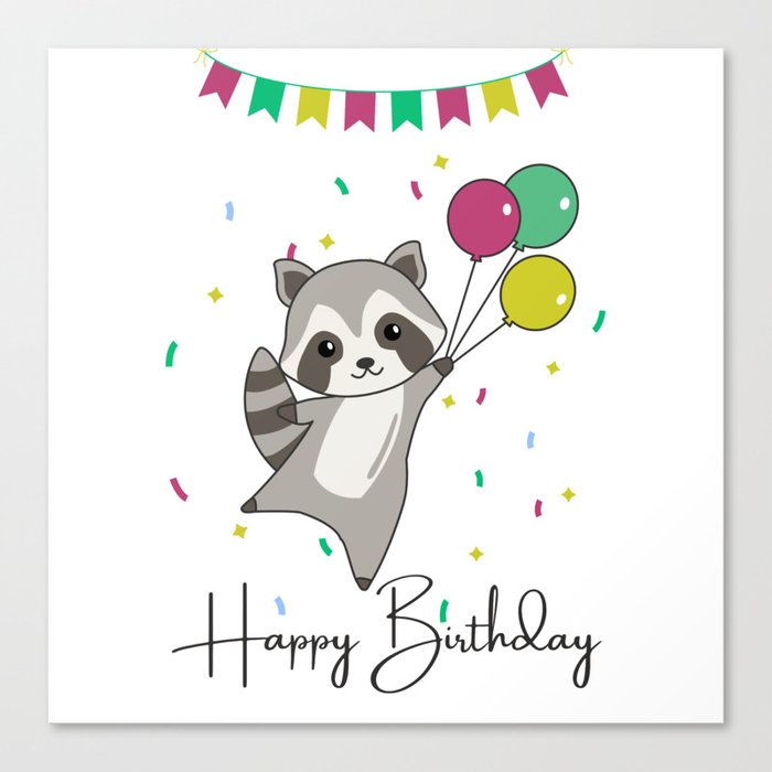 Raccoon Wishes Happy Birthday To You Raccoons Canvas Print